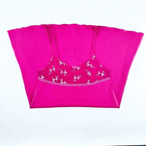 Valege Lingerie Babydoll Dress Womens Size M Pink Floral Embroidered Lace - Picture 3 of 6